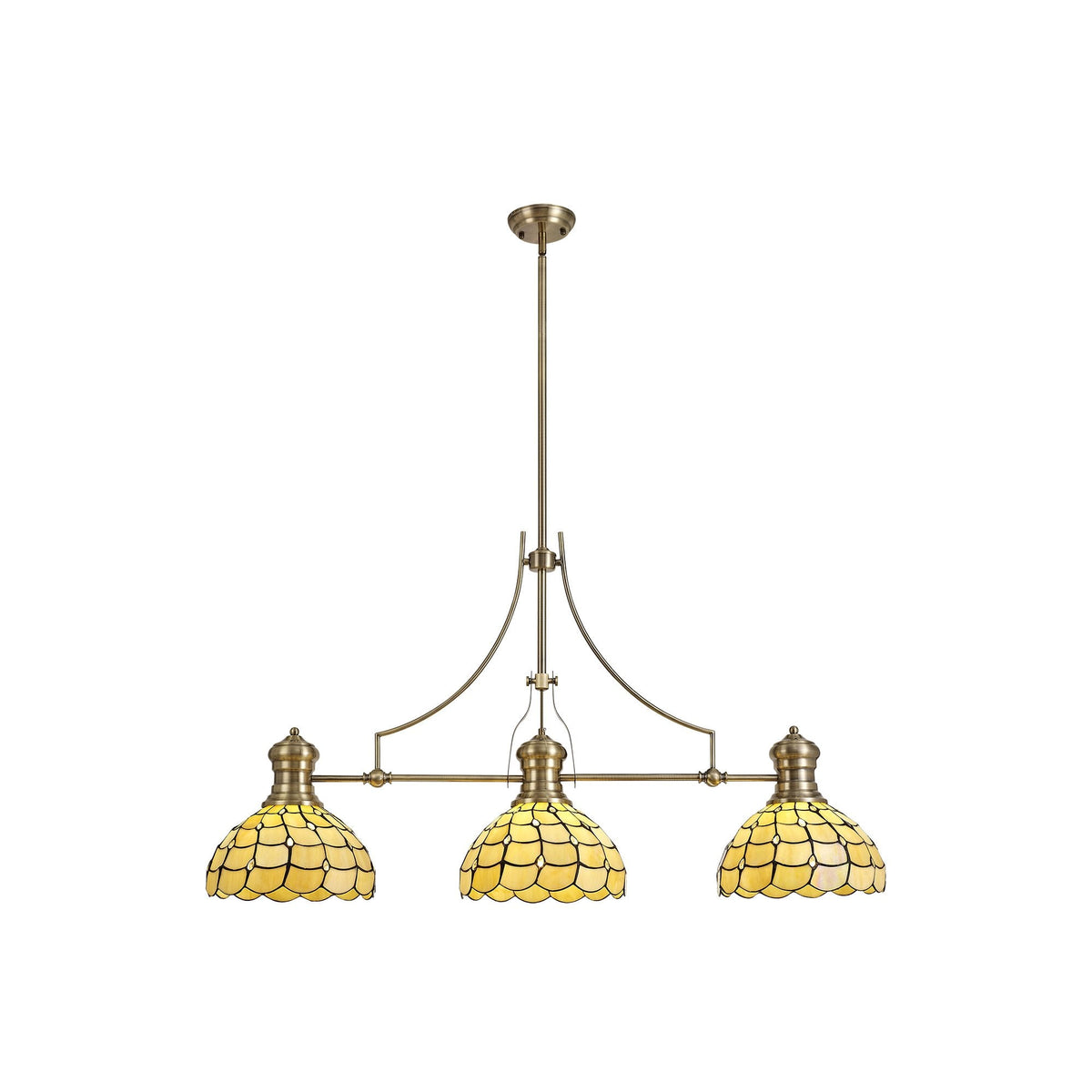 Fremington Antique Brass Linear Pendant With Beaworthy Tiffany Shade
