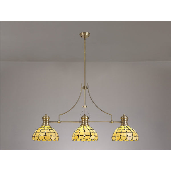 Fremington Antique Brass Linear Pendant With Beaworthy Tiffany Shade