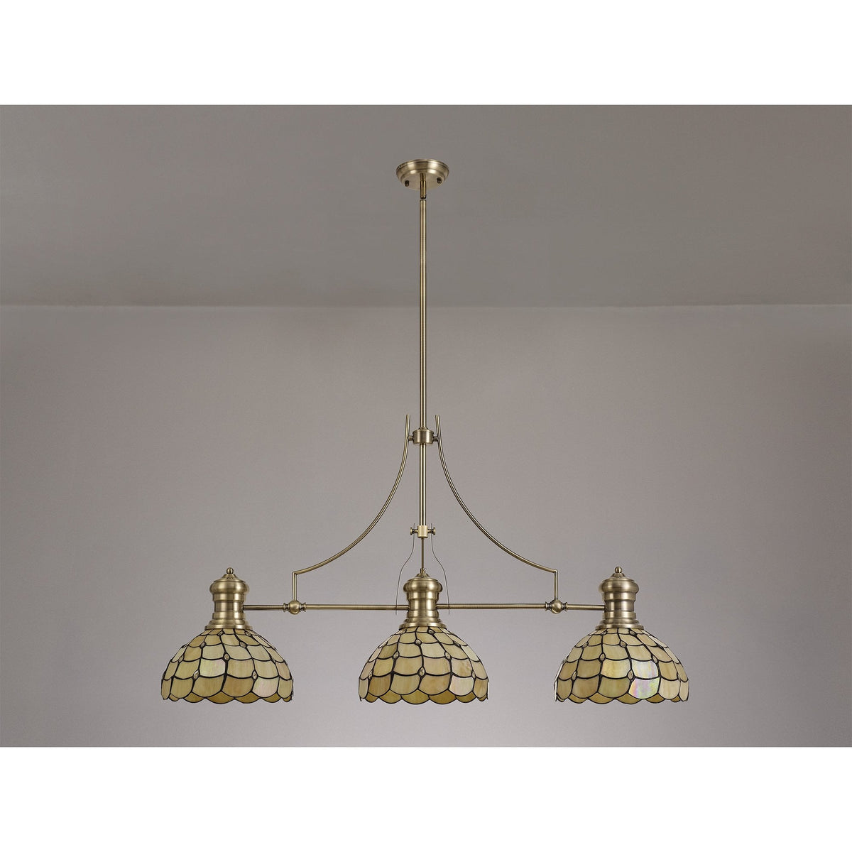 Fremington Antique Brass Linear Pendant With Beaworthy Tiffany Shade