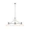 Fremington E27 Linear Pendant in Polished Nickel Finish with Large Flat Round Glass Shades