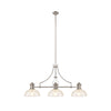 Fremington E27 Polished Nickel Linear Pendant With Flat Round Patterned Shades