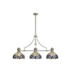 Fremington Polished Nickel Linear Pendant with Blue Oakley Tiffany Shades