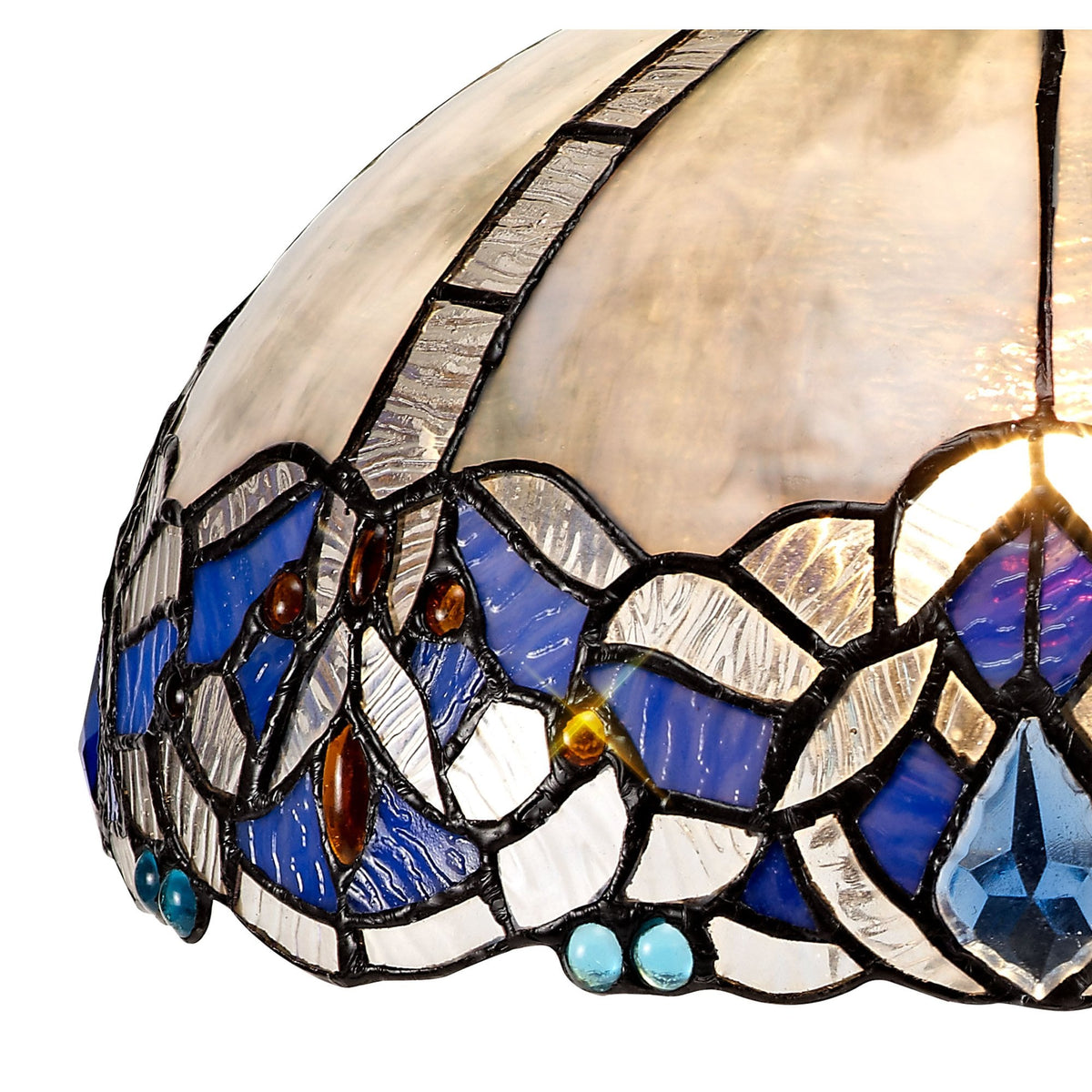 Fremington Polished Nickel Linear Pendant with Blue Oakley Tiffany Shades