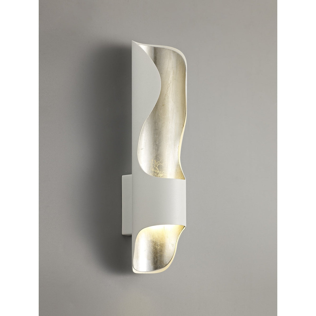 Dittisham 8W LED Wall Light in White & Silver Leaf