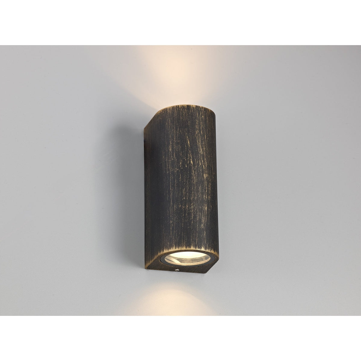 Haccombe Curved Twin GU10 IP54 Wall Lamp in Black Gold