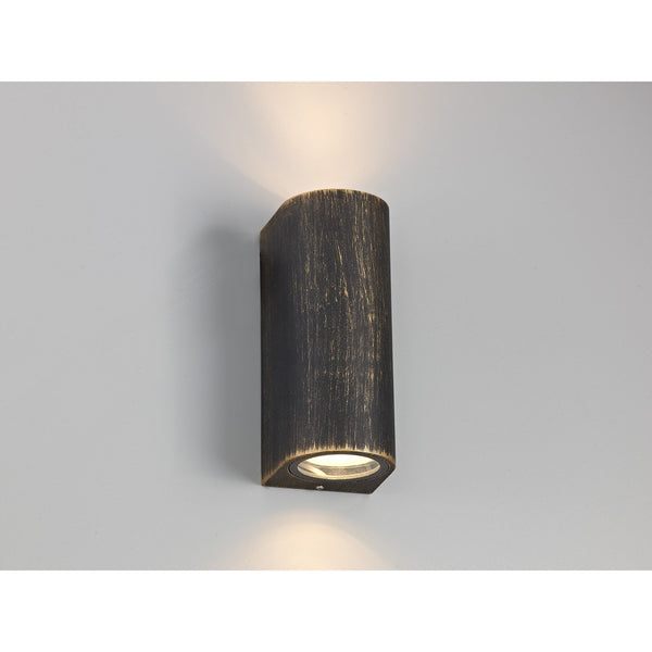 Haccombe Curved Twin GU10 IP54 Wall Lamp in Black Gold