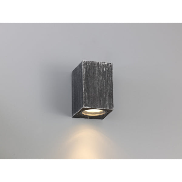 Haccombe Rectangle Single GU10 IP54 Wall Lamp in Black Silver
