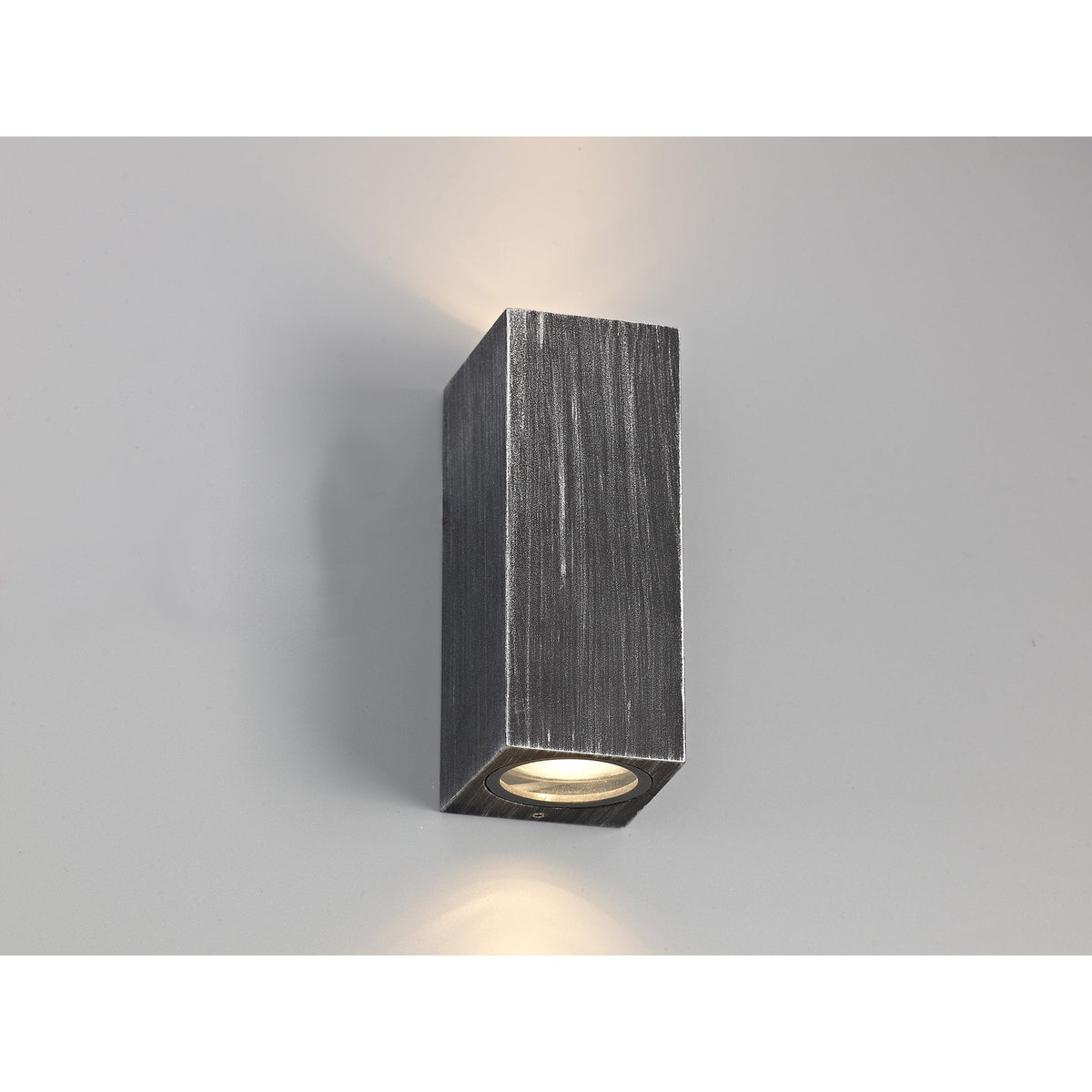 Haccombe Rectangle Twin GU10 IP54 Wall Lamp in Black Silver
