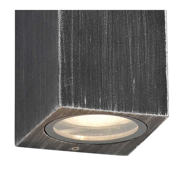 Haccombe Rectangle Twin GU10 IP54 Wall Lamp in Black Silver