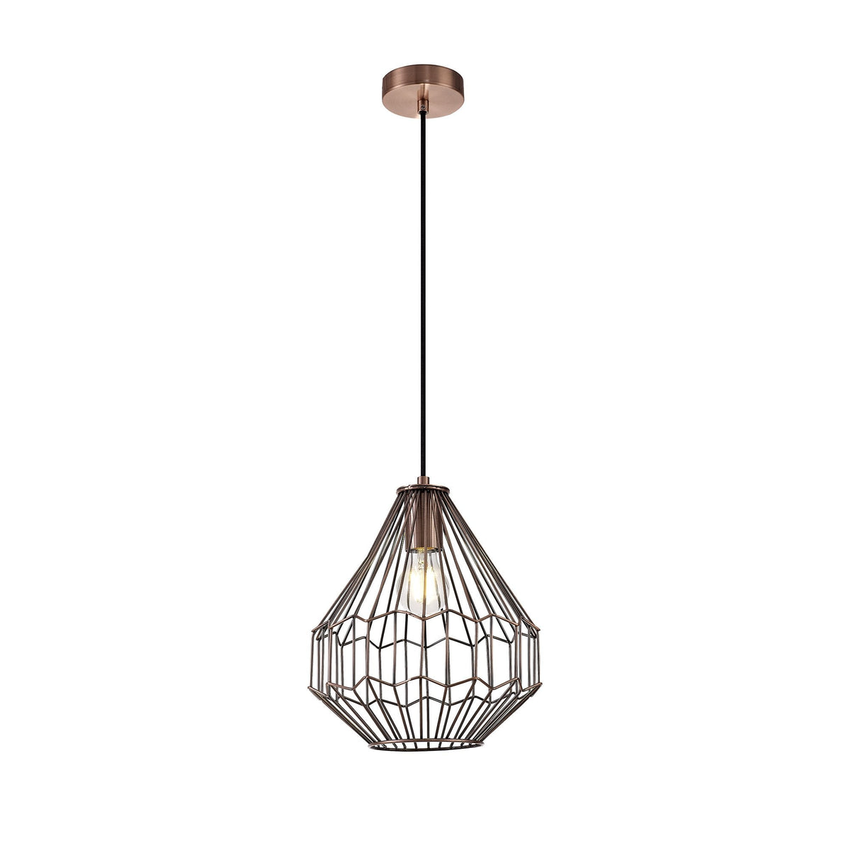 Stoodleigh Small E27 Pendant in Antique Copper and Black Finish
