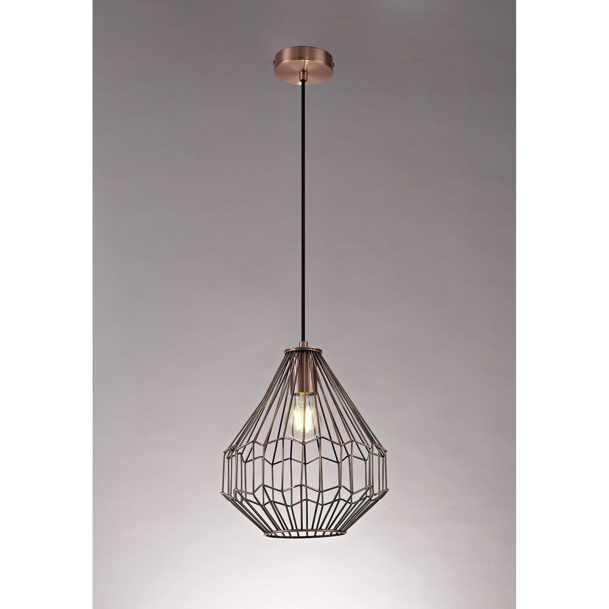 Stoodleigh Small E27 Pendant in Antique Copper and Black Finish