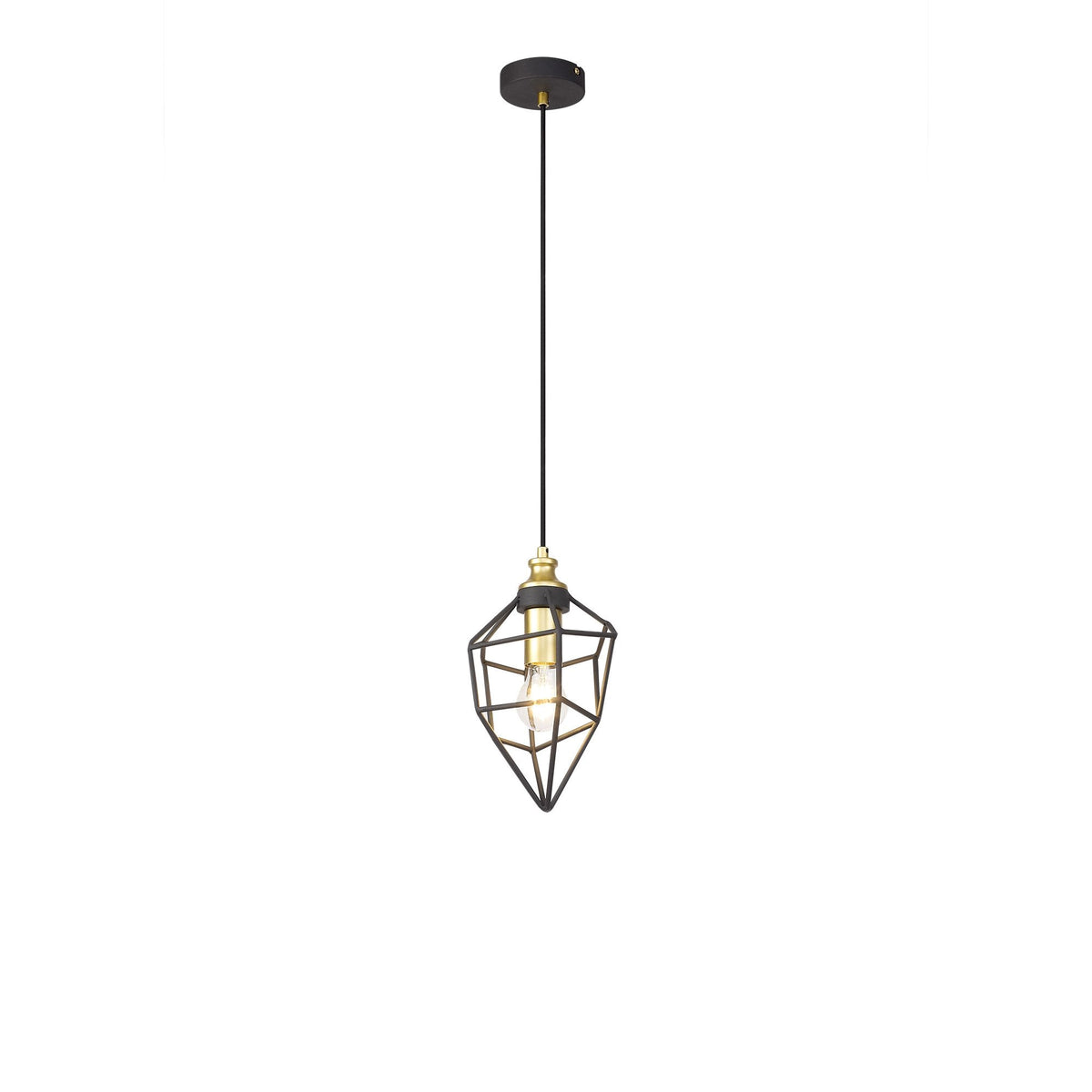 Dunterton Small E27 Pendant in Painted Gold and Sand Black