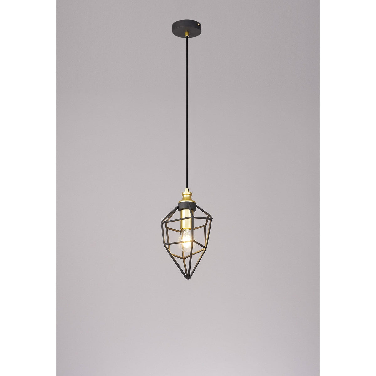 Dunterton Small E27 Pendant in Painted Gold and Sand Black