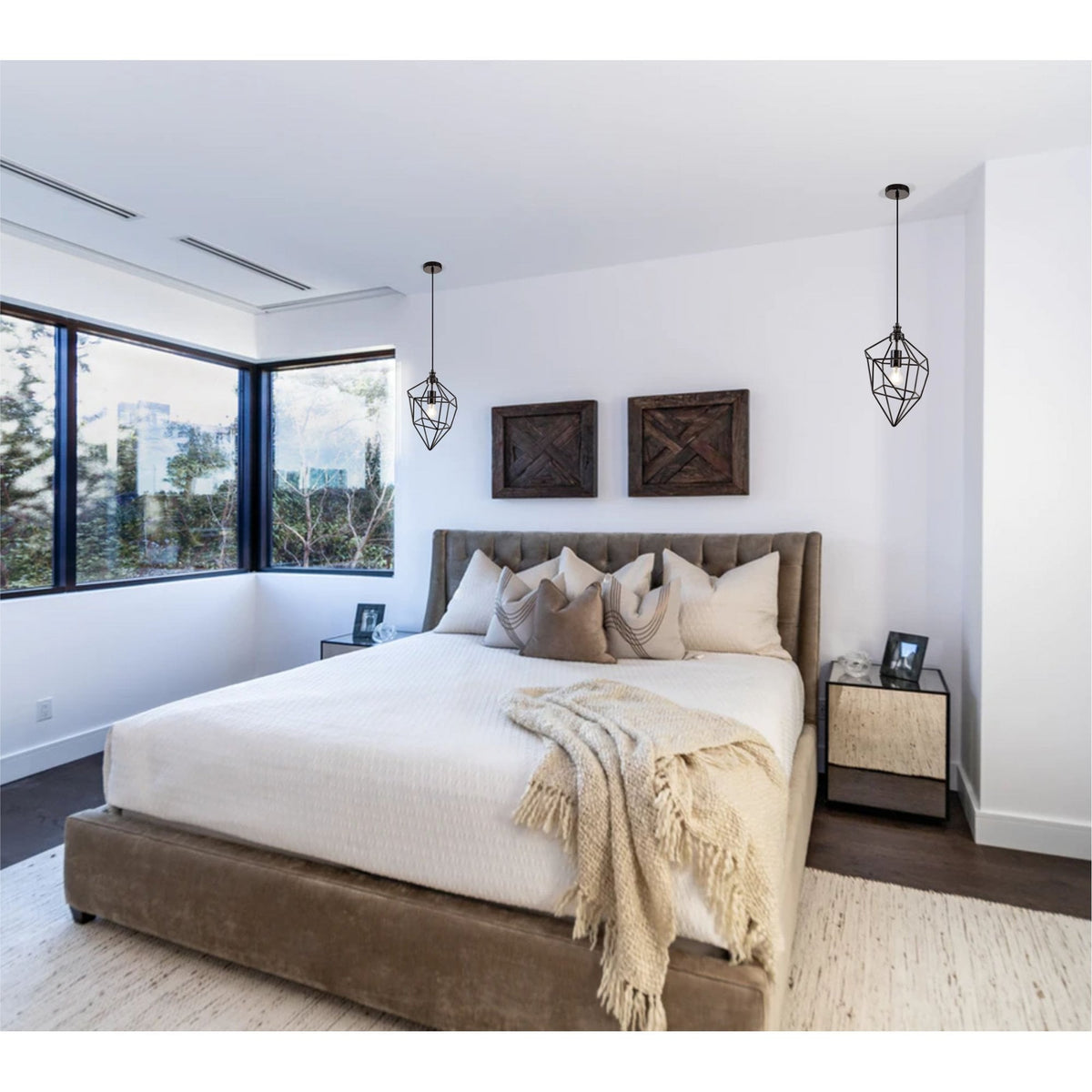 Dunterton Small E27 Pendant in Painted Gold and Sand Black