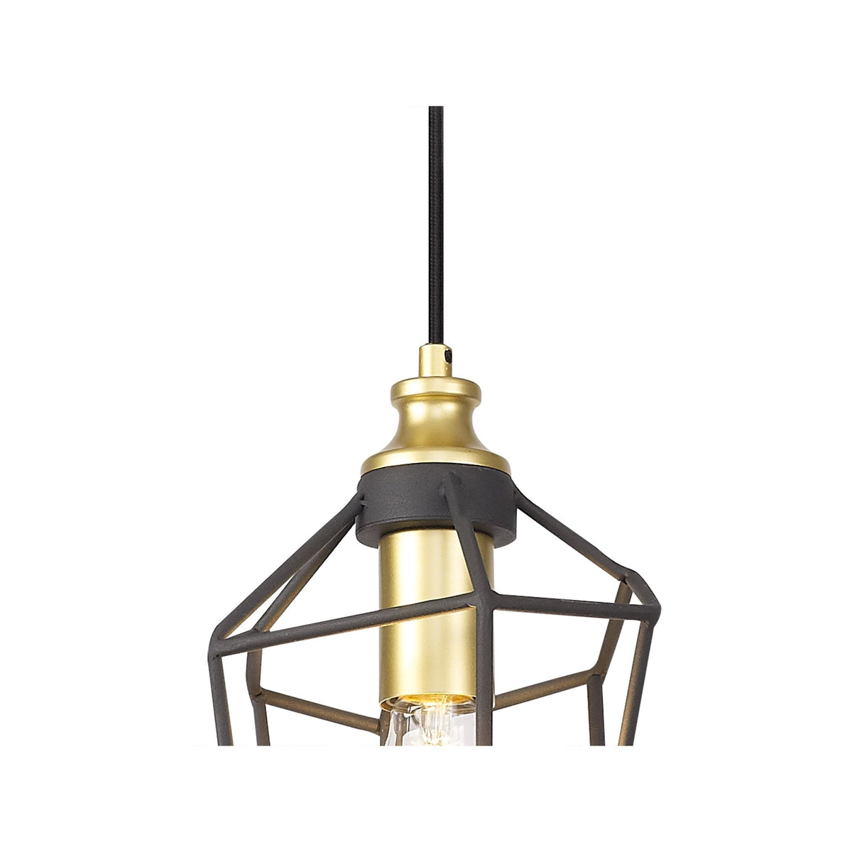 Dunterton Small E27 Pendant in Painted Gold and Sand Black