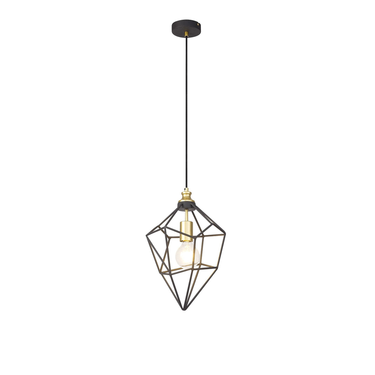 Dunterton Medium E27 Pendant in Painted Gold and Sand Black