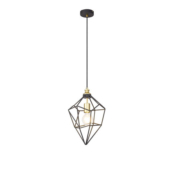 Dunterton Medium E27 Pendant in Painted Gold and Sand Black