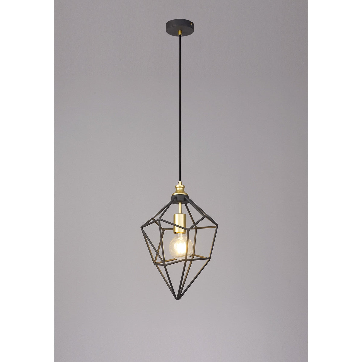 Dunterton Medium E27 Pendant in Painted Gold and Sand Black