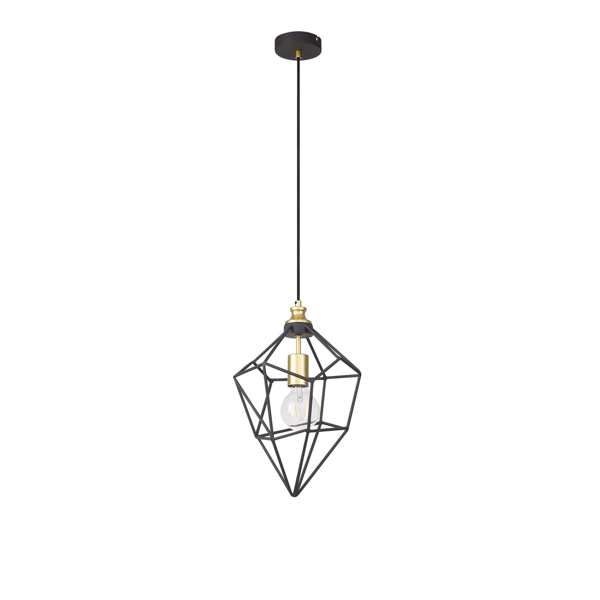 Dunterton Medium E27 Pendant in Painted Gold and Sand Black