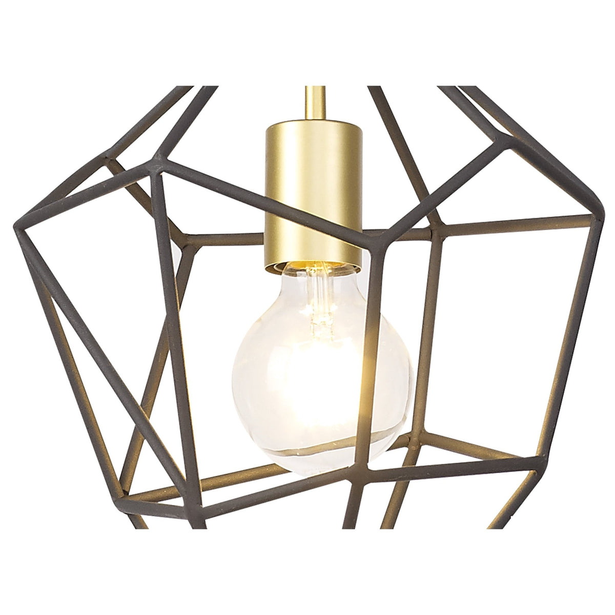 Dunterton Medium E27 Pendant in Painted Gold and Sand Black