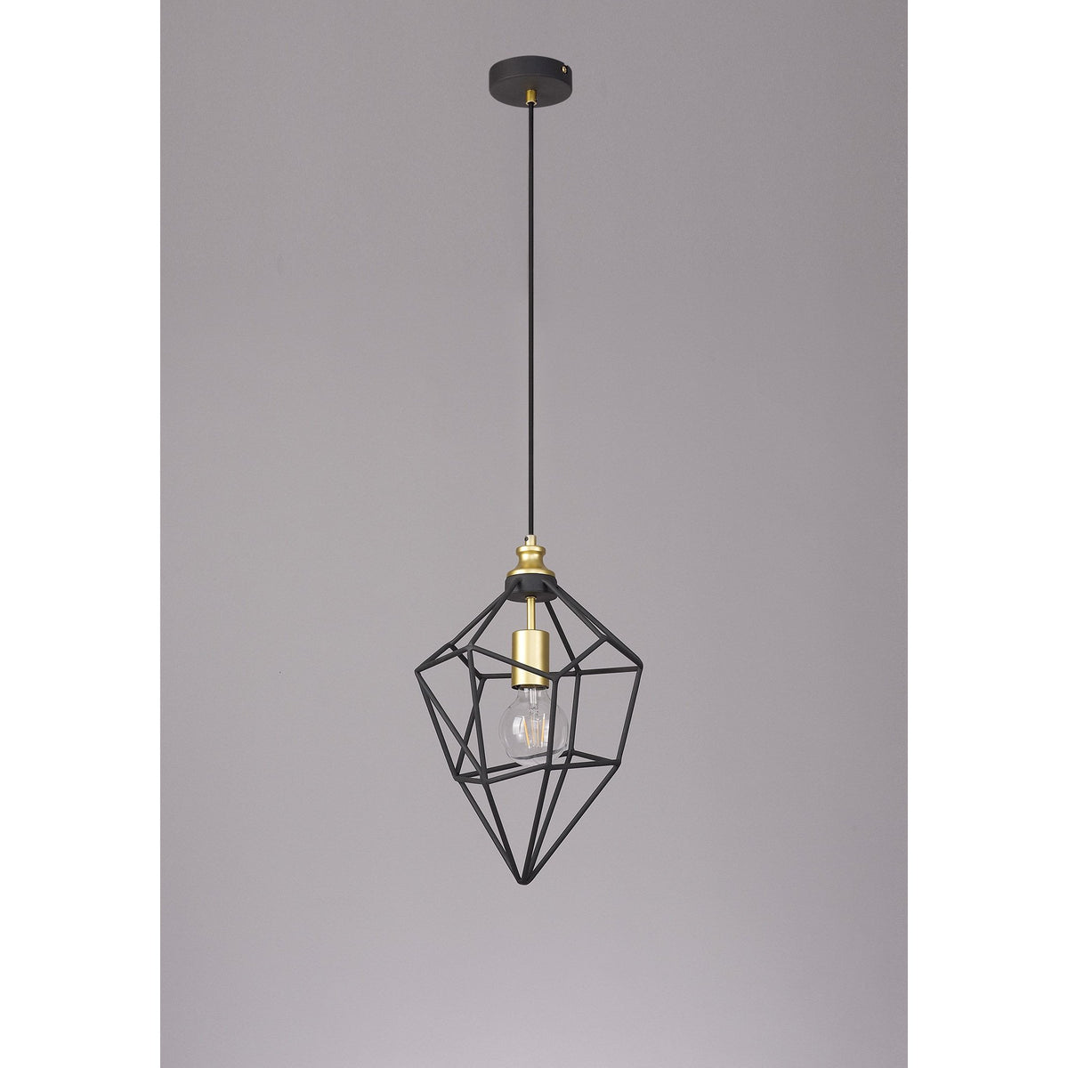 Dunterton Medium E27 Pendant in Painted Gold and Sand Black