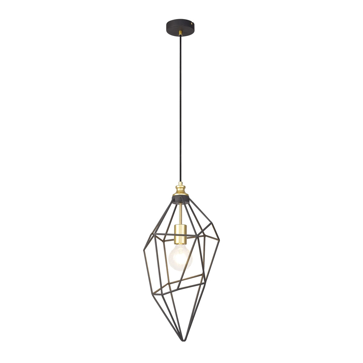 Dunterton Large E27 Pendant in Painted Gold and Sand Black