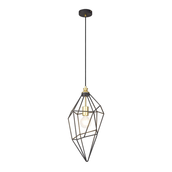 Dunterton Large E27 Pendant in Painted Gold and Sand Black