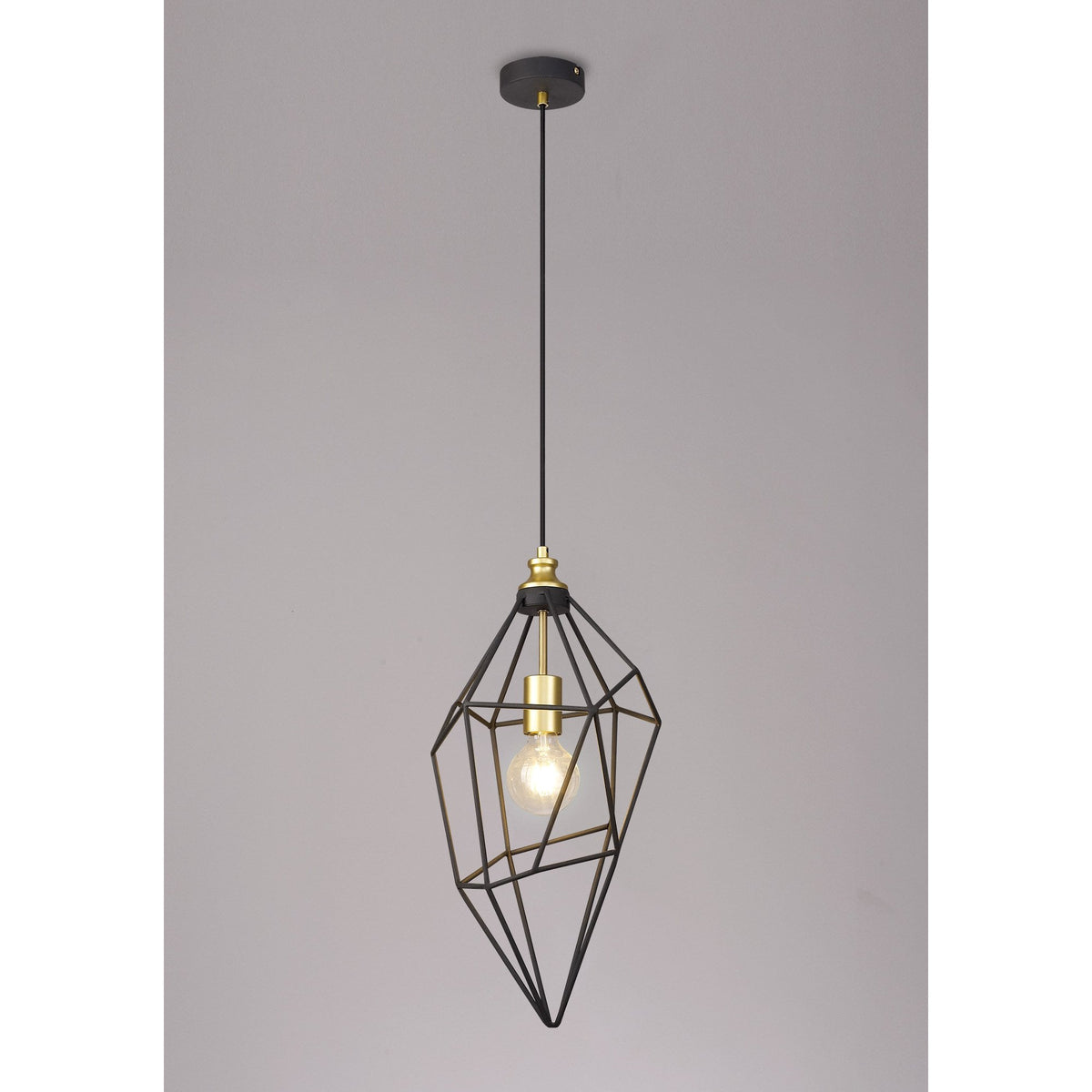 Dunterton Large E27 Pendant in Painted Gold and Sand Black