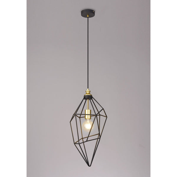 Dunterton Large E27 Pendant in Painted Gold and Sand Black