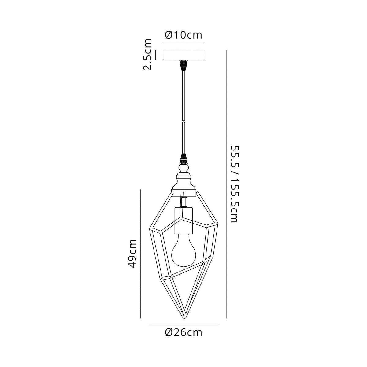 Dunterton Large E27 Pendant in Painted Gold and Sand Black