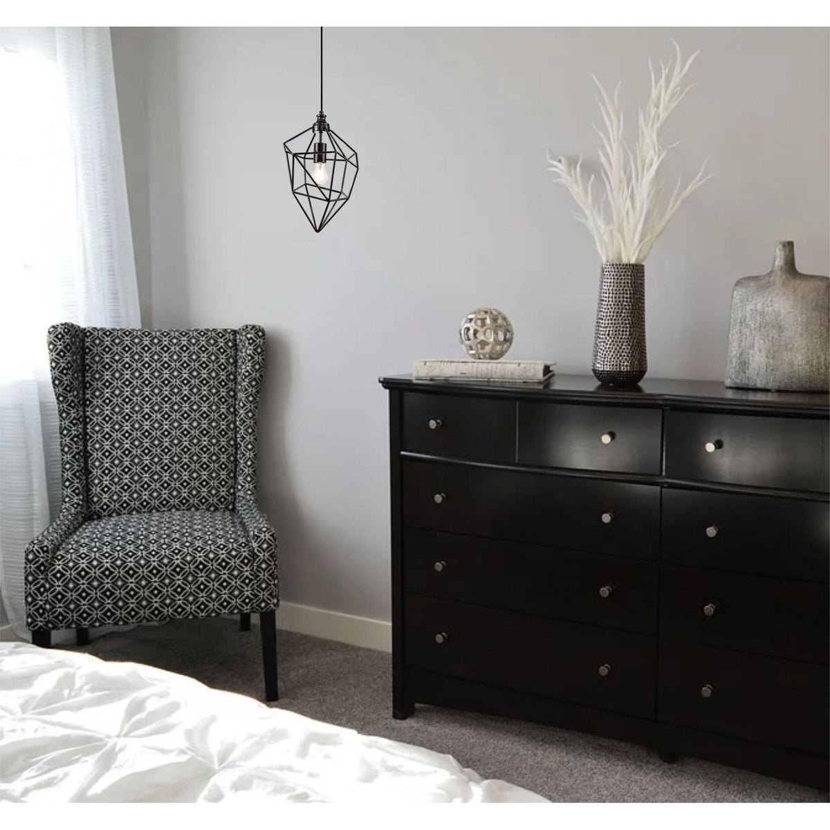 Dunterton Large E27 Pendant in Painted Gold and Sand Black