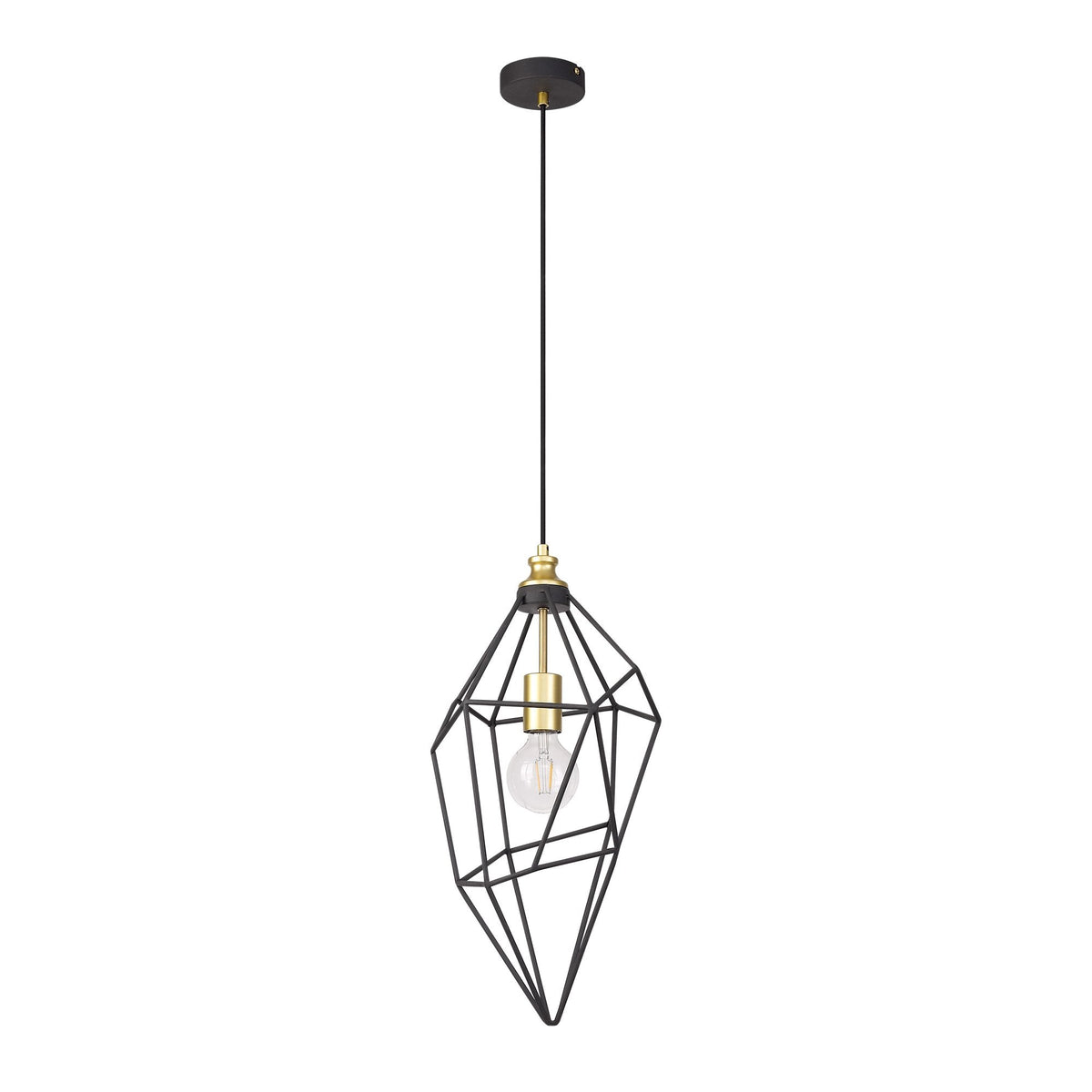 Dunterton Large E27 Pendant in Painted Gold and Sand Black