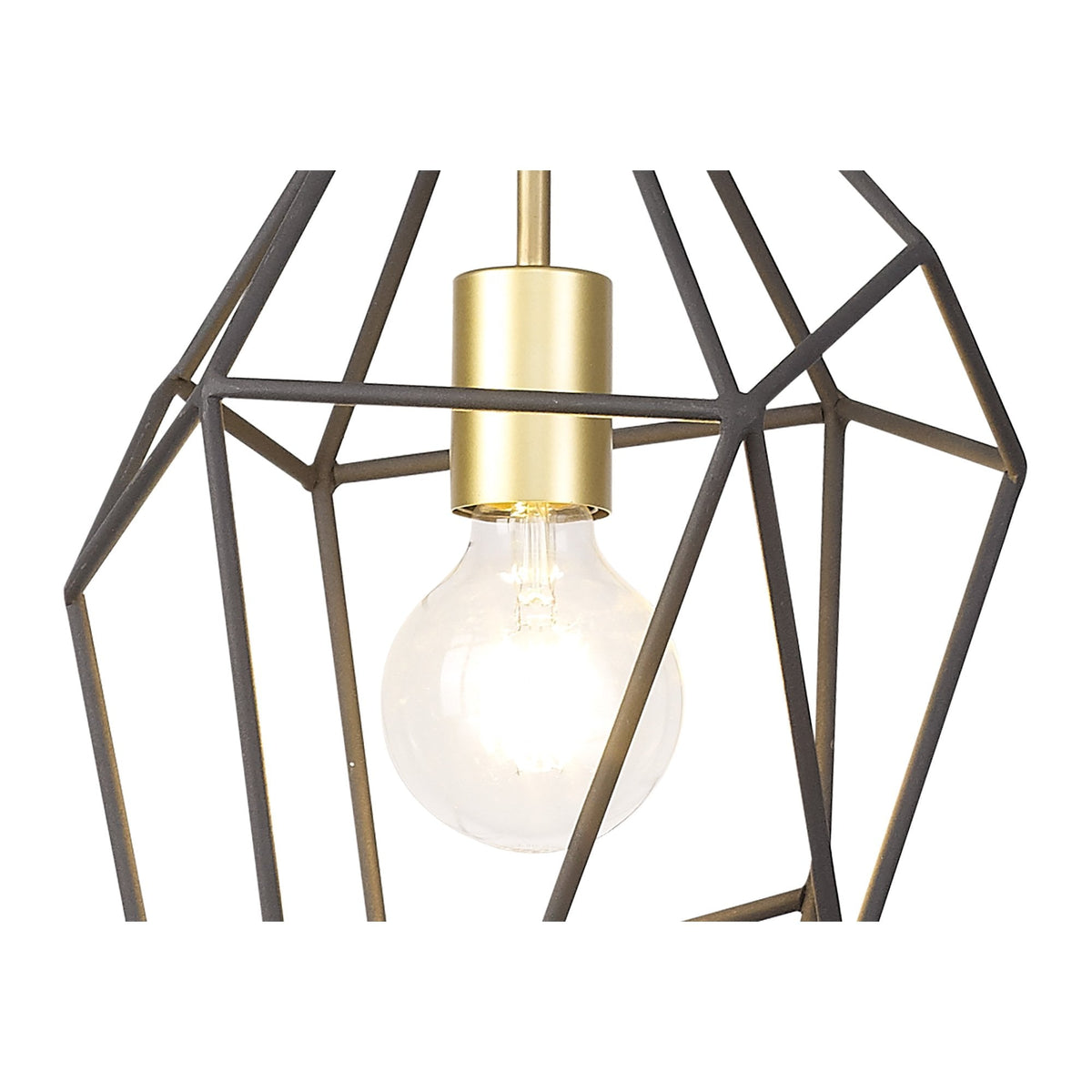 Dunterton Large E27 Pendant in Painted Gold and Sand Black