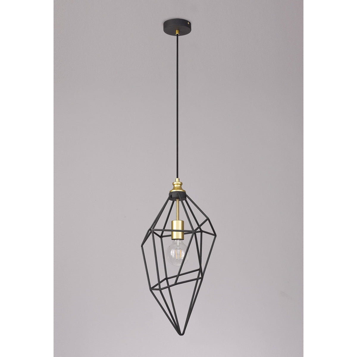 Dunterton Large E27 Pendant in Painted Gold and Sand Black