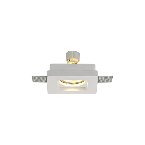 Ide Square GU10 Stepped Recessed Spotlight in White Paintable Gypsum