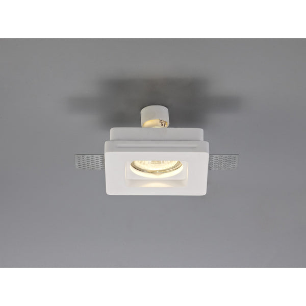 Ide Square GU10 Stepped Recessed Spotlight in White Paintable Gypsum