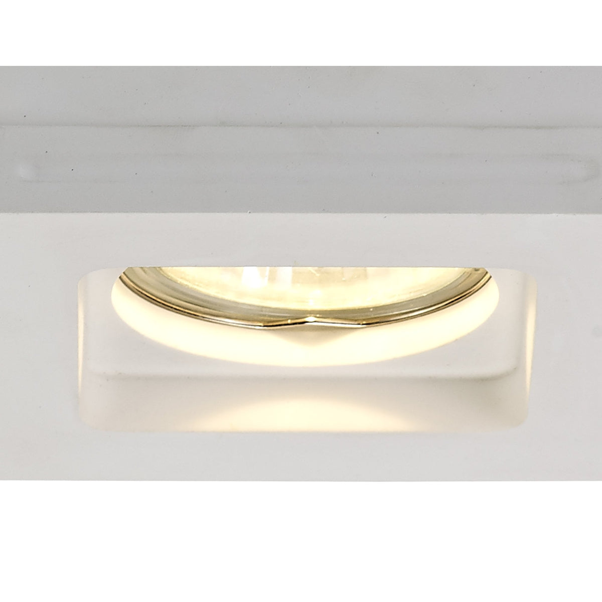 Ide Square GU10 Stepped Recessed Spotlight in White Paintable Gypsum