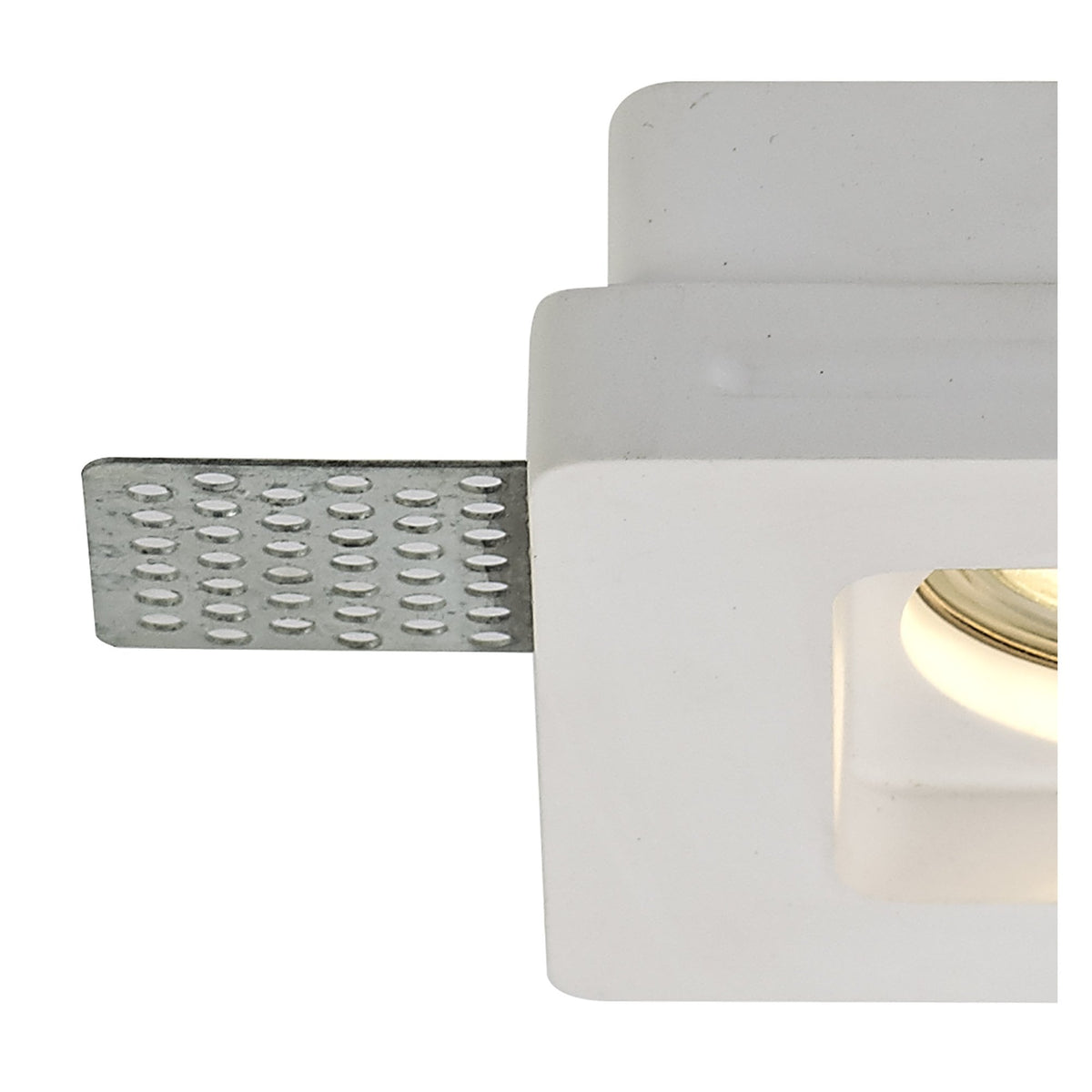 Ide Square GU10 Stepped Recessed Spotlight in White Paintable Gypsum