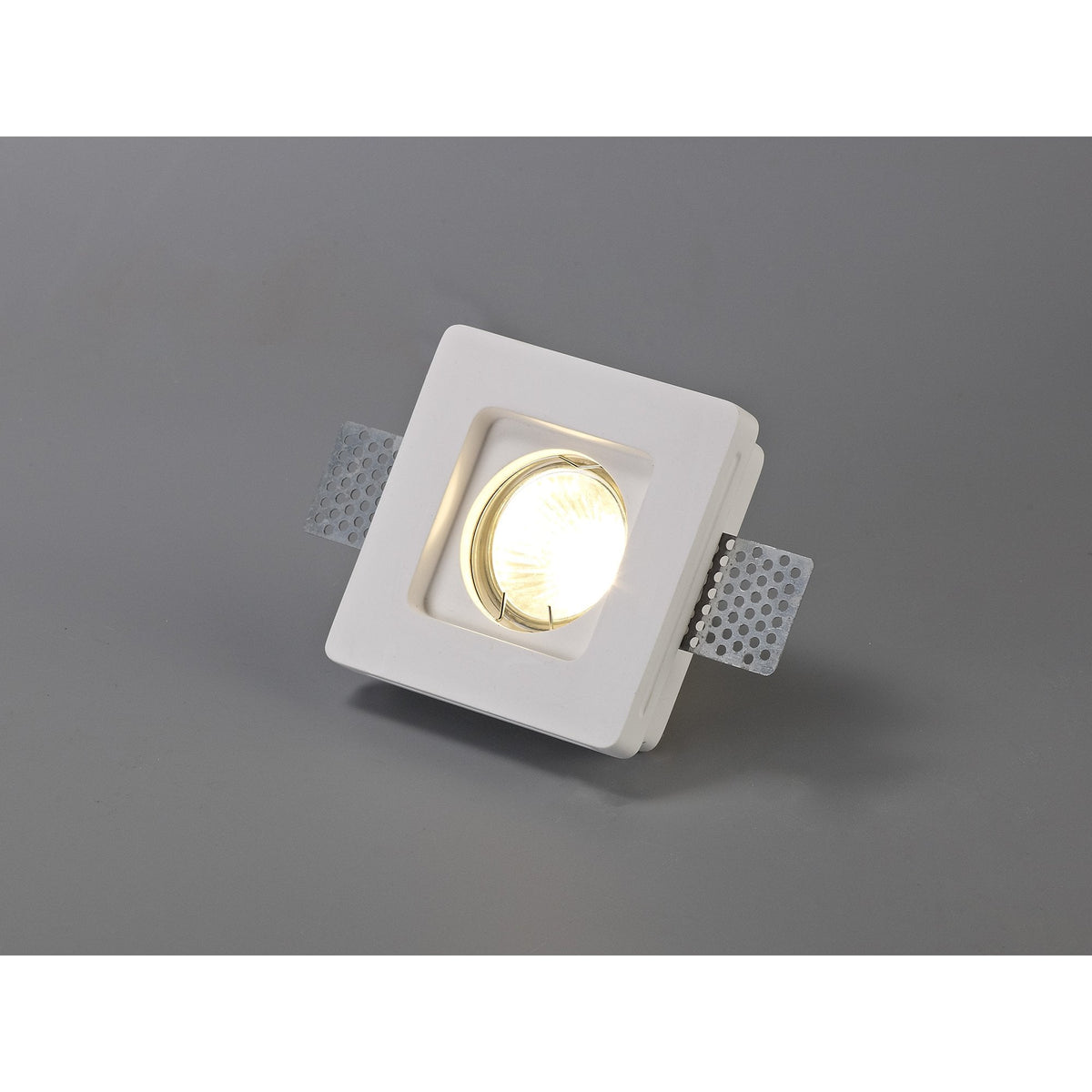 Ide Square GU10 Stepped Recessed Spotlight in White Paintable Gypsum