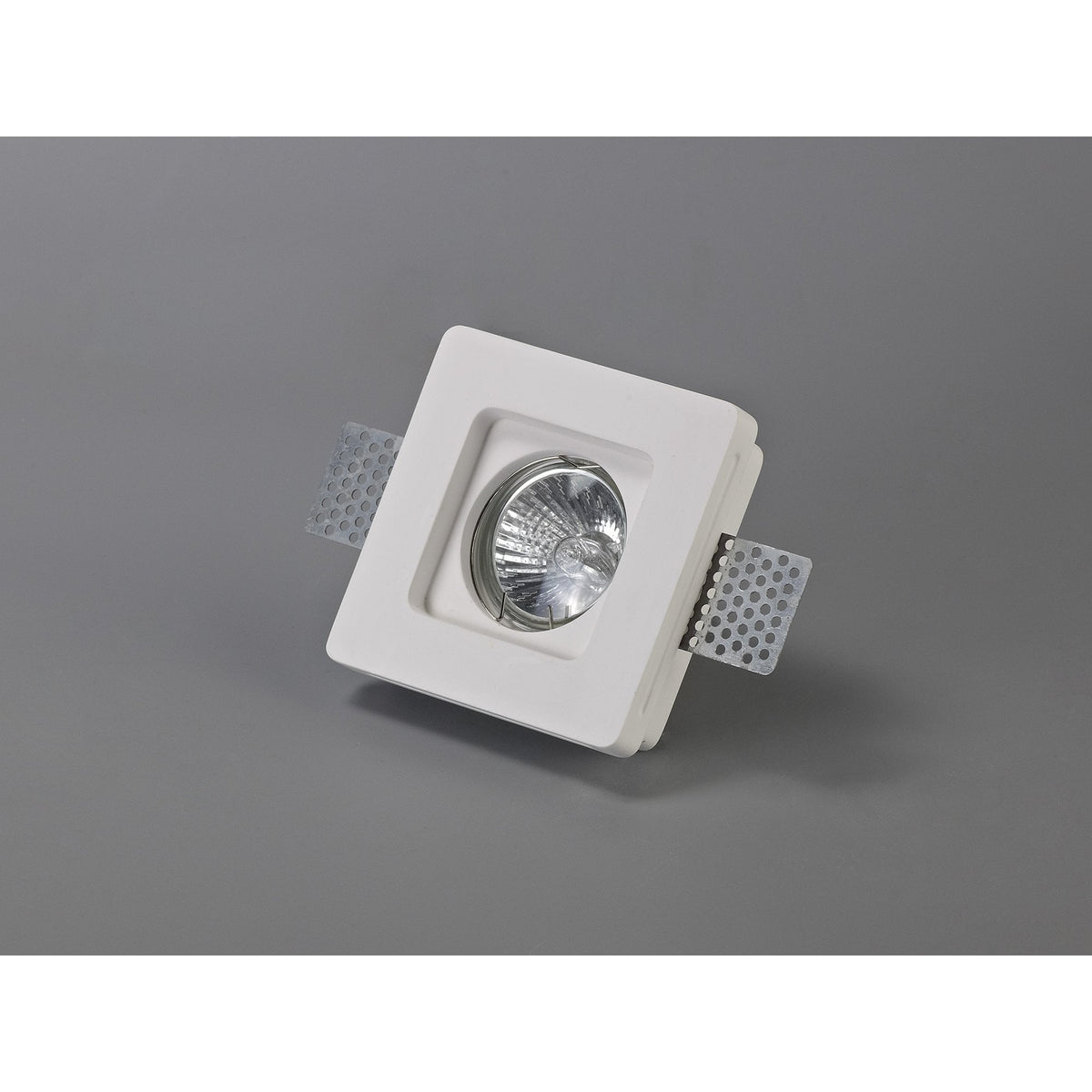 Ide Square GU10 Stepped Recessed Spotlight in White Paintable Gypsum