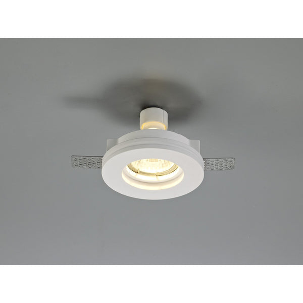 Ide Round GU10 Stepped Recessed Spotlight in White Paintable Gypsum