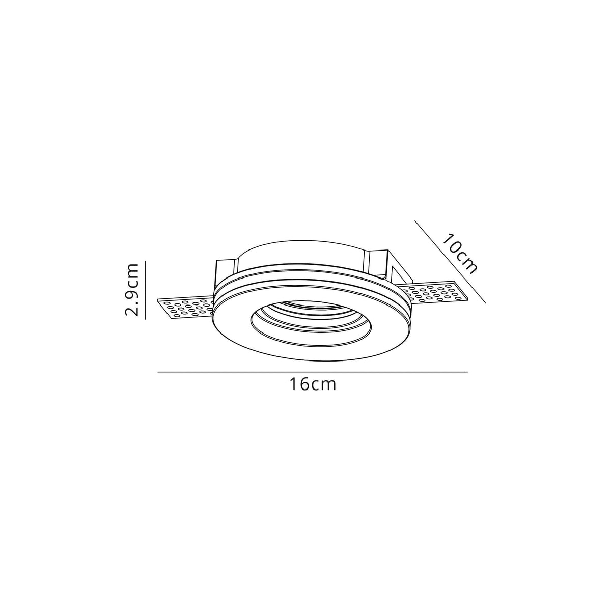 Ide Round GU10 Stepped Recessed Spotlight in White Paintable Gypsum