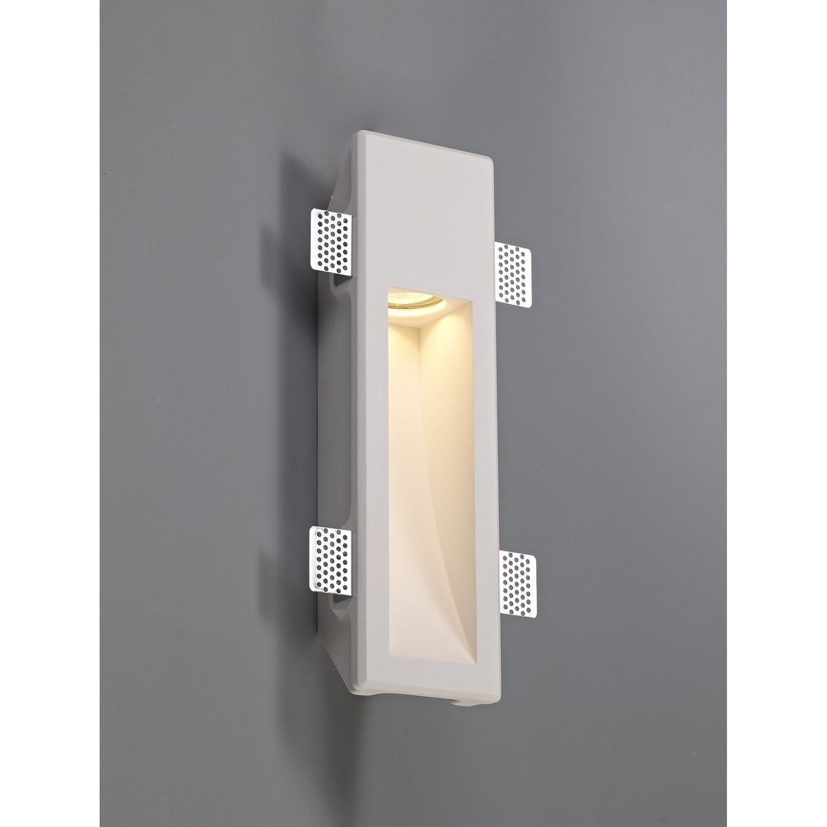 Ide Medium GU10 Recessed Wall Light in White Paintable Gypsum