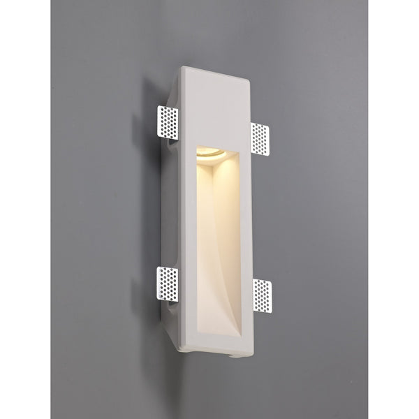 Ide Medium GU10 Recessed Wall Light in White Paintable Gypsum