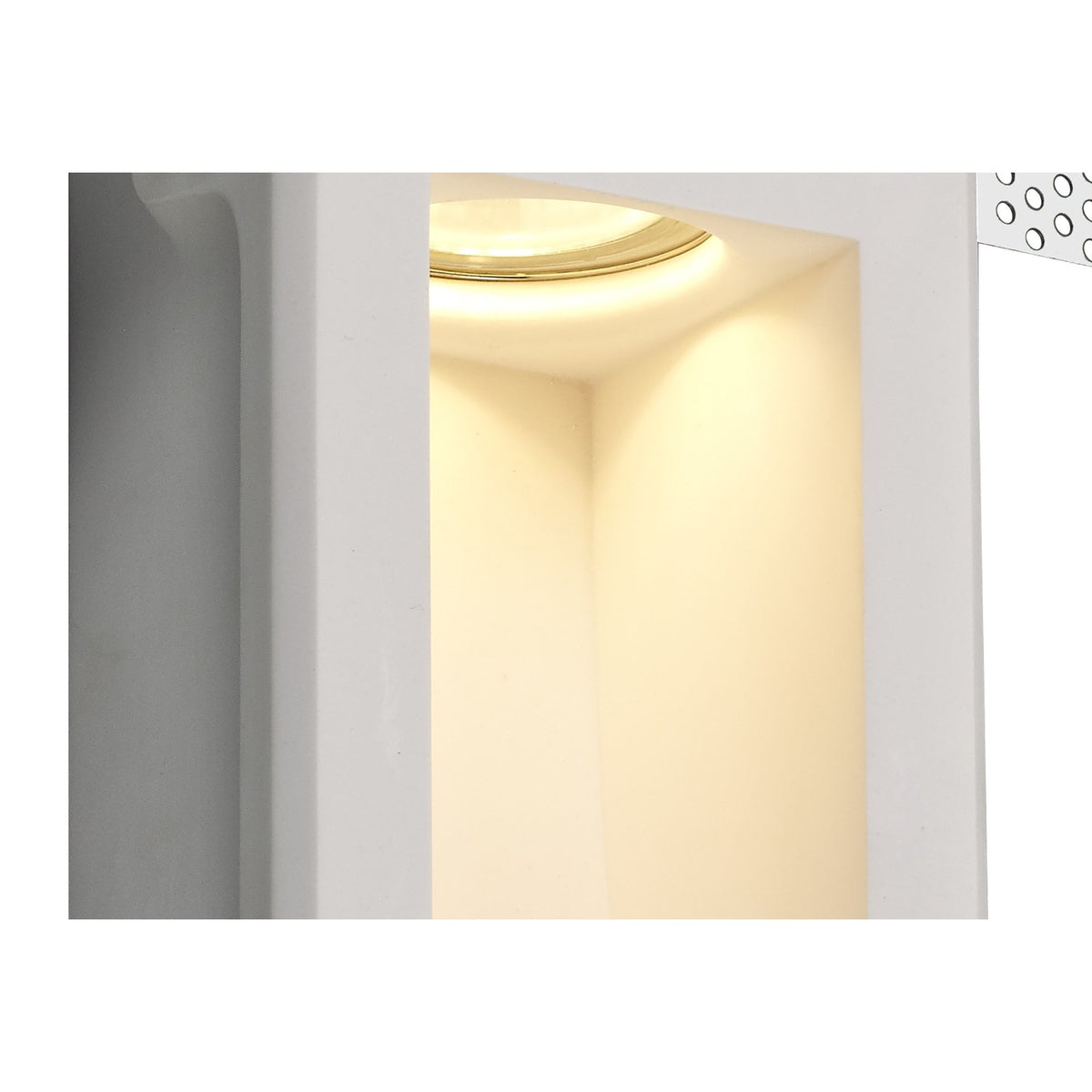 Ide Medium GU10 Recessed Wall Light in White Paintable Gypsum