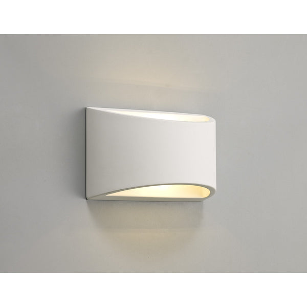 Ide Rectangular G9 Wall Light in White Paintable Gypsum