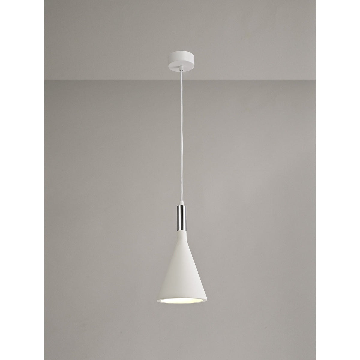 Ide E27 Pendant in White Paintable Gypsum