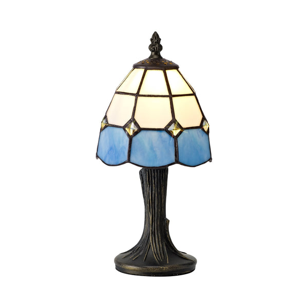 Thorverton E14 White and Blue Tiffany Table Lamp
