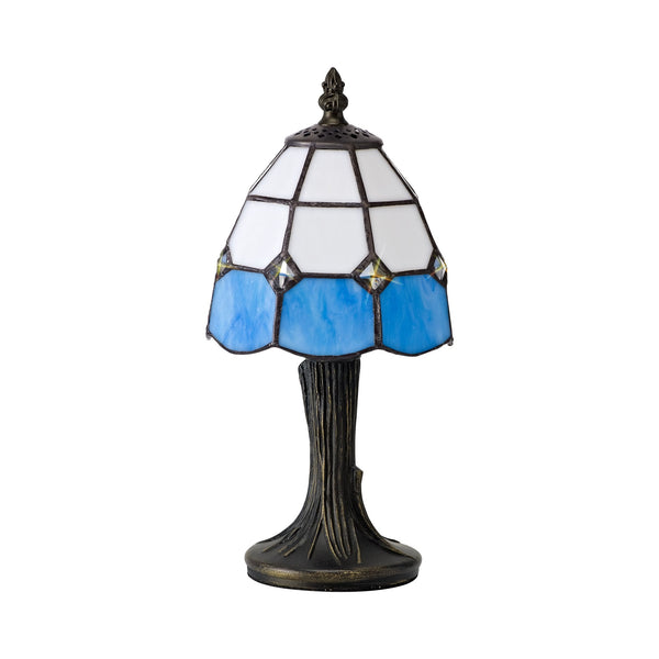 Thorverton E14 White and Blue Tiffany Table Lamp
