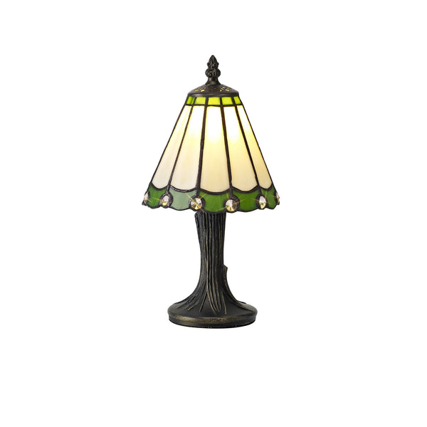 Postbridge Tiffany Table Lamp in Cream Green & Clear Crystal Shade